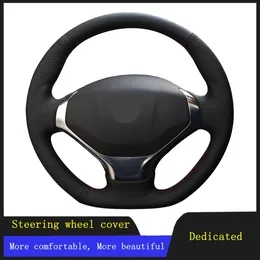 Steering Wheel Covers Car Products Accessories Cover Black Hand-stitched Genuine Leather For 3008 2013 2014 2022Steering CoversSteering