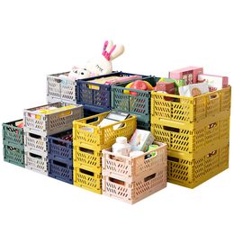 Plastic Foldable Storage Basket Kitchen Fruit Toy Holder Bathroom Cosmetic Container Shelf Organizers Home Car Folding Large Box 0615