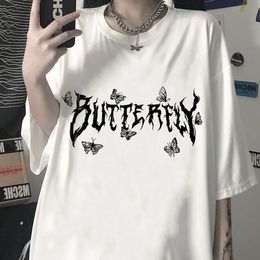 Women T shirt Beautiful Gothic Oversized Tshirt Female Butterfly Letter Punk Cartoon Short Sleeve O Neck Top Harajuku Summer tee 220714