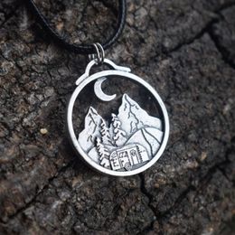 Pendant Necklaces SanLan 12pcs Mountain Necklace Pine Tree Camping Car Jewellery Under The MoonPendant