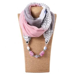 Chiffon Scarf Necklace Jewellery Bufanda Mujer Statement Pendant Women Boho Neckerchief Foulard Femme Accessories