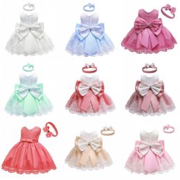 Multicolor Children Baby Princess Dresses Birthday Full Dress Bow Lace Skirts With Head Bands Fashion Girls Skirt 42xy D3