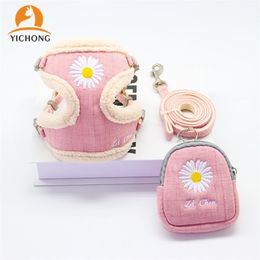 YICHONG Pet Chest and Back Vest Type Dog Traction Rope Velvet Edge With Snack Bag Supplies LJ201112