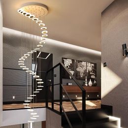 Pendant Lamps Modern Simple Duplex Stair Light Atmospher Long Chandelier Rotating Corridor Barber Shop Living Room Led Decorative LampsPenda