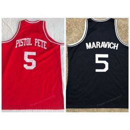 Nikivip Pete Maravich #5 Daniel High School Basketball Jersey Stitched Red Blue Any Size 2XS-3XL 4XL 5XL Retro Vest Jerseys