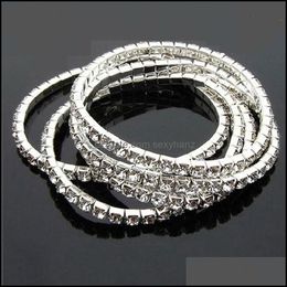 Tennis Bracelets Jewelry Mtilayer 1-5 Rows Iced Out Crystal Elastic Charm Fashion Bangle For Women Men Drop Dhwtl