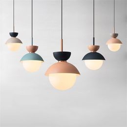 Pendant Lamps Nordic Modern Lights Small Chandelier Creative Personality Macaron Light Bedroom Bedside Lamp LED Kitchen Hanging LampsPendant