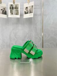 sandali firmati di alta qualità uomo donna pantofole modello sandalo scarpe con fettuccia in nylon da donna diapositive pantofola ovest cursore pantofola cursori scarpe fondo onda tacchi grossi