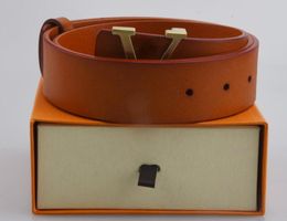 985 211 Men Designers Belts Classic fashion luxury casual letter smooth buckle womens mens leather belt width 3.8cm with Orange box