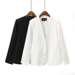 Women Split Design Cloak Suit Coat Office Lady Black White Jacket Fashion Streetwear Casual Loose Outerwear Tops