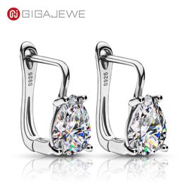 GIGAJEWE Moissanite D Color Dangle Earring Pear cut Total 2.5ct 925 Silver 18K Gold Plated GMSE-020