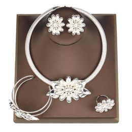 Earrings & Necklace Italian Silver Plated Jewelry Set Weddings Bridal Design 2022 African Luxury Bangle Ring Jewellery GiftsEarrings