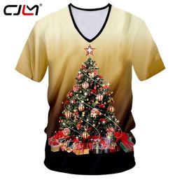 Man Style Personality Colored Trend Tshirt 3D Printed Christmas Tree Large Size Mens Casual Sports V Neck Tshirt 220623