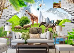 customize wall stickers 3D wallpaper mural animal world background wall papel de parede living room bedroom home decor