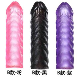 Sex toys masager Penis Cock Massager Toy Crystal Cover Lengthened and Thickened Thread Husb Wife Toys Adult Products Fun for Men 4UAH YXX7 K0TH