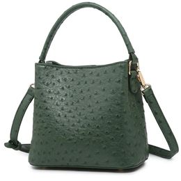 Evening Bags Fashion Green Ostrich Leather Bucket For Women Spring Hobo Tote Bag Elegant Lady PurseEvening EveningEvening