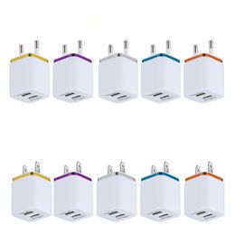 AlUminum edge Dual USB Ports US/EU Plug Wallh Charger Adapter Universal Mobile Phone & Tablet PC