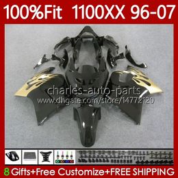 Injection Mold Body For HONDA Blackbird CBR 1100 CBR1100 XX CC 1100XX 96-07 114No.68 Gold flames CBR1100XX 96 97 98 99 00 01 1100CC 2002 2003 2004 2005 2006 2007 Fairing