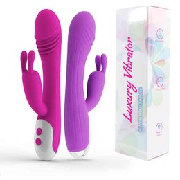 g point vibrator UK - Massager Sexy Toys Penis Vibrator Double Head Vibrating Rod Electric Charging G-point Shock Tapping Silicone Female Masturbator Fun Products