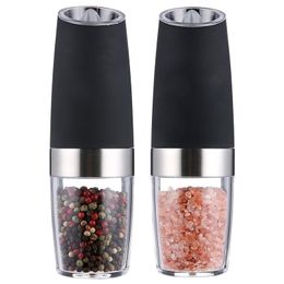 Gravity Electric Salt and Pepper Grinder Set with Adjustable Coarseness Automatic Mill 220510