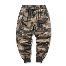 Men's Pants M-4XL Plus Size Men Japanese Streetwear Elastic Waist Camoflague Hip Hop Cargo Cuffed Ankle Trousers For MenMen's