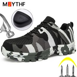 High Quality Work Safety Shoes Camouflage Military Boots Men Anti-smash Anti-puncture Work Sneakers Indestructible Shoes 2022