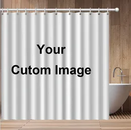 Curtain & Drapes Custom Shower Bathroom Waterproof Curtains Customised Po Picture Polyester Bath With Hooks DecorCurtain