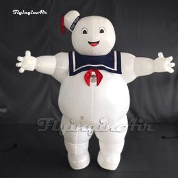 Walking Inflatable Marshmallow Ghost Halloween Costume White Funny Wearable Blow Up Ghostbusters Marshmallow Suit For Party Night