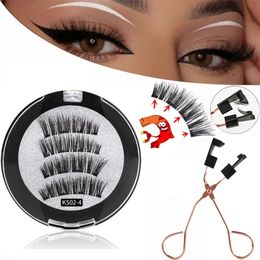3D magnetic eyelashes With 4 5 Magnets handmade makeup Mink extended false Reusable Dropship 220524