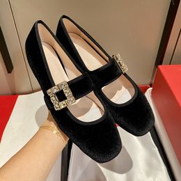 Leather Satin Flats Dress Shoes Ballet Diamond Buckle Mary Janes Party Shoes Wedding EU 35-42