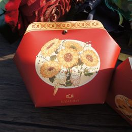 Gift Wrap Pcs Deep Red Romantic Sunflower Love Bird Paper Box As Wedding Favour Chocolate Cookie Candy PackagingGift