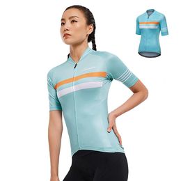 Racing Jackets Santic Women Summer Cycling Jersey Full Zipper Road MTB Bike Bicycle Pro Wear Ladies Sport Short Sleeve Shirts TopsRacing