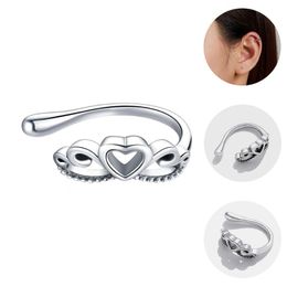 Clip-on & Screw Back 1pc Sterling Silver Heart Design Ear Jewellery Bone Clip Earring FolderClip-on Clip-onClip-on