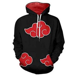 Japan Anime Manga Abbigliamento Akatsuki Red Cloud 3D Print Felpa con cappuccio per uomo Donna Cosplay Felpa Winter Fashion Jacket Tuta G220429