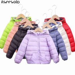 2022 Winter New Childrens Light Down Jacket Boys And Girls Candy Color Light Down Jacket 2-8 Year Old Classic Solid Color Warm J220718