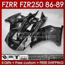 Fairings Kit For YAMAHA FZR250R FZR250 FZR 250 R RR black grey blk 86 87 88 89 FZR-250 Body 142No.87 FZR250RR 86-89 FZRR FZR 250R 250RR FZR-250R 1986 1987 1988 1989 Bodywork