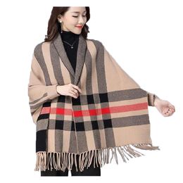 Abbigliamento firmato SS Maglione da donna Pull Luxury Plaid Nappa Cape Nappe di giunzione Maglioni Scialle da donna Autunno e inverno Pashmina Cardigan da donna Giacca pullover