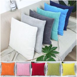 Cushion/Decorative Pillow Corn Stripe Thick Corduroy Cushion Cover Solid Dyed Bright Color Velvet Ultra Soft Warm Couch Decorative Pillowcas