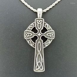 Pendant Necklaces Vintage Stainless Steel Punk Nordic Viking Celtic Pattern Cross Necklace Men's Personality Trend Street Jewellery GiftsP