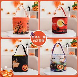Halloween Basket Party Supplies Glowing Pumpkin Bag Children's Portable Candy Bag Ghost Festival Tote Bucket Decoration Props SN4759