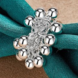 925 Sterling Silver Smooth Grape Beads Ring For Women Fashion Wedding Engagement Party Gift Charm Jewellery