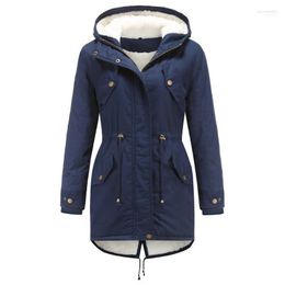 Size S-5XL Women's Winter Jacket Hooded Collar Wool Liner Keep Warm Coat Women Drawstring Waist Cotton Female Jacket1 Guin22