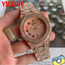 42mm Luxury Top Men's Watch Round Stainless Steel Folding Buckle Diamond Clock Personality Sapphire Luminous Multifunctional Wristwatch