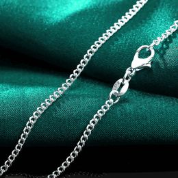 Wholesale 10pcs 2MM 925 Silver Solid Chain Necklace 16-30 inches Men's and women's Simple Sweater Fashion Party Costume Jewellery Factory Price Can Be Customised