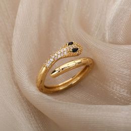 vintage snake ring gold Canada - Cluster Rings Retro Snake For Women Stainless Steel Gold Silver Color Finger Ring Vintage Gothic Female Aesthetic Jewelry Anillos Mujer
