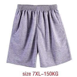 large size 7XL 150KG summer men cotton shorts soprts big sales Comfortable soft oversize loose black Grey 220301