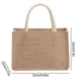 Evening Bags Burlap Tote Blank Jute Beach Shopping Handbag Vintage Reusable Gift with Handle for Grocery Crafts Birthday Parties 220608