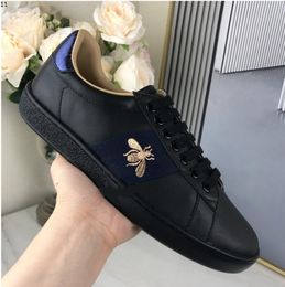 Italy Men Women Sneaker Casual Shoes Top Quality Snake Chaussures Leather Sneakers Ace Bee Embroidery Stripes Shoe Walking Sports MKJ1252