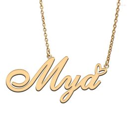 Pendant Necklaces Love Heart Mya Name Necklace For Women Stainless Steel Gold & Silver Nameplate Femme Mother Child Girls GiftPendant El