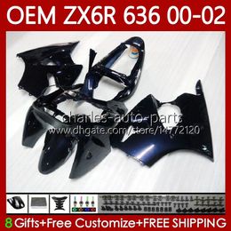 Dark blue Injection Bodys For KAWASAKI NINJA ZX-636 ZX 6R 600 CC 6 R ZX636 ZX-600 00-02 Bodywork 133No.59 ZX 636 600CC ZX-6R ZX6R 00 01 02 ZX600 2000 2001 2002 OEM Fairing